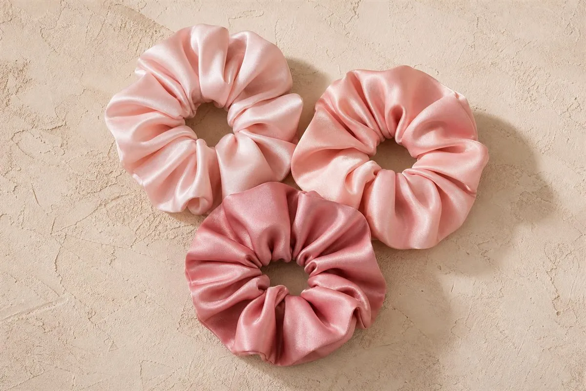 Silk Scrunchies, Set of Three